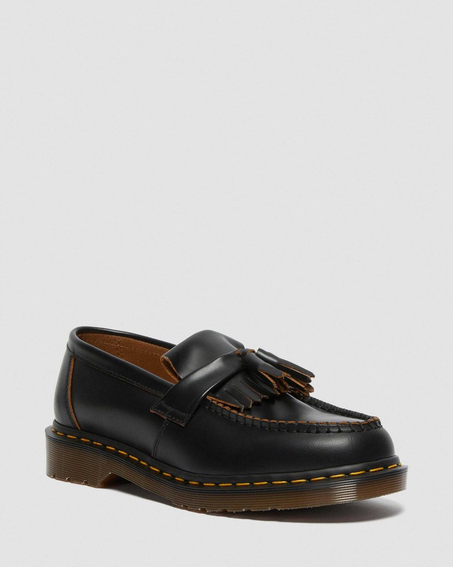 Messieurs Dr. Martens Tous Les Mocassins | Mocassins A Pampilles Quilon Vintage En Cuir Fabriques En Angleterre Noir — Quilon