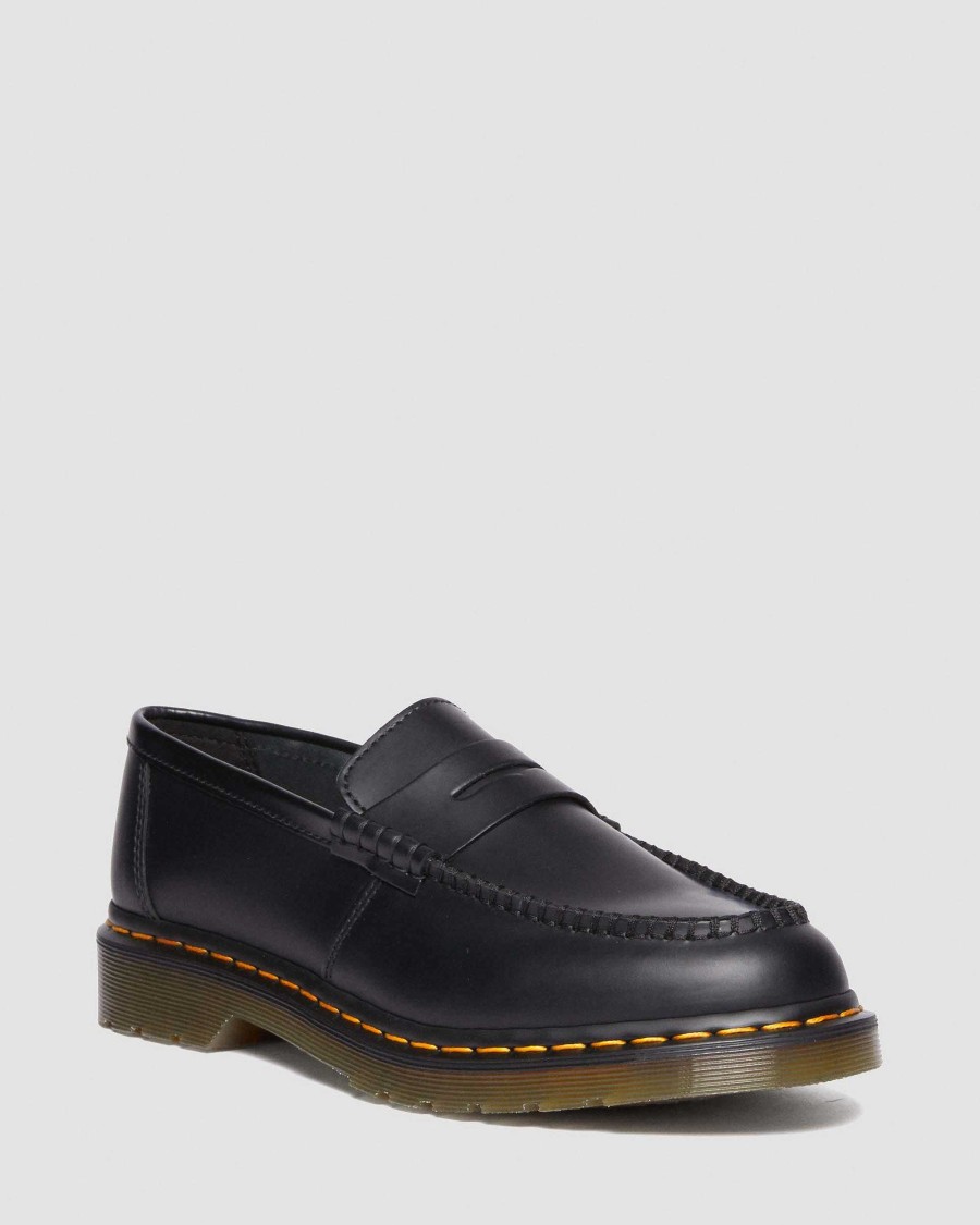 Messieurs Dr. Martens Chaussures Noires | Afers Penton En Cuir Lisse Noir — Lisse