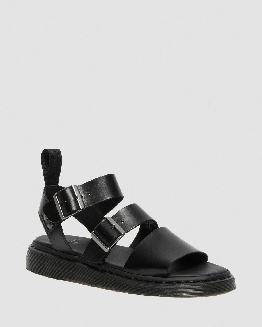 Messieurs Dr. Martens Sandales Noires | Sandales En Cuir A Brides Gryphon Brando Noir — Brando