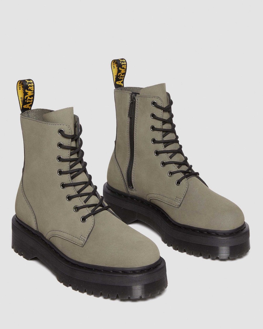 Messieurs Dr. Martens Fourmis D'Hiver | Jadon Milled Nubuck Plateforme Maihars Gris Nickel — Nubuck Fraise Wp