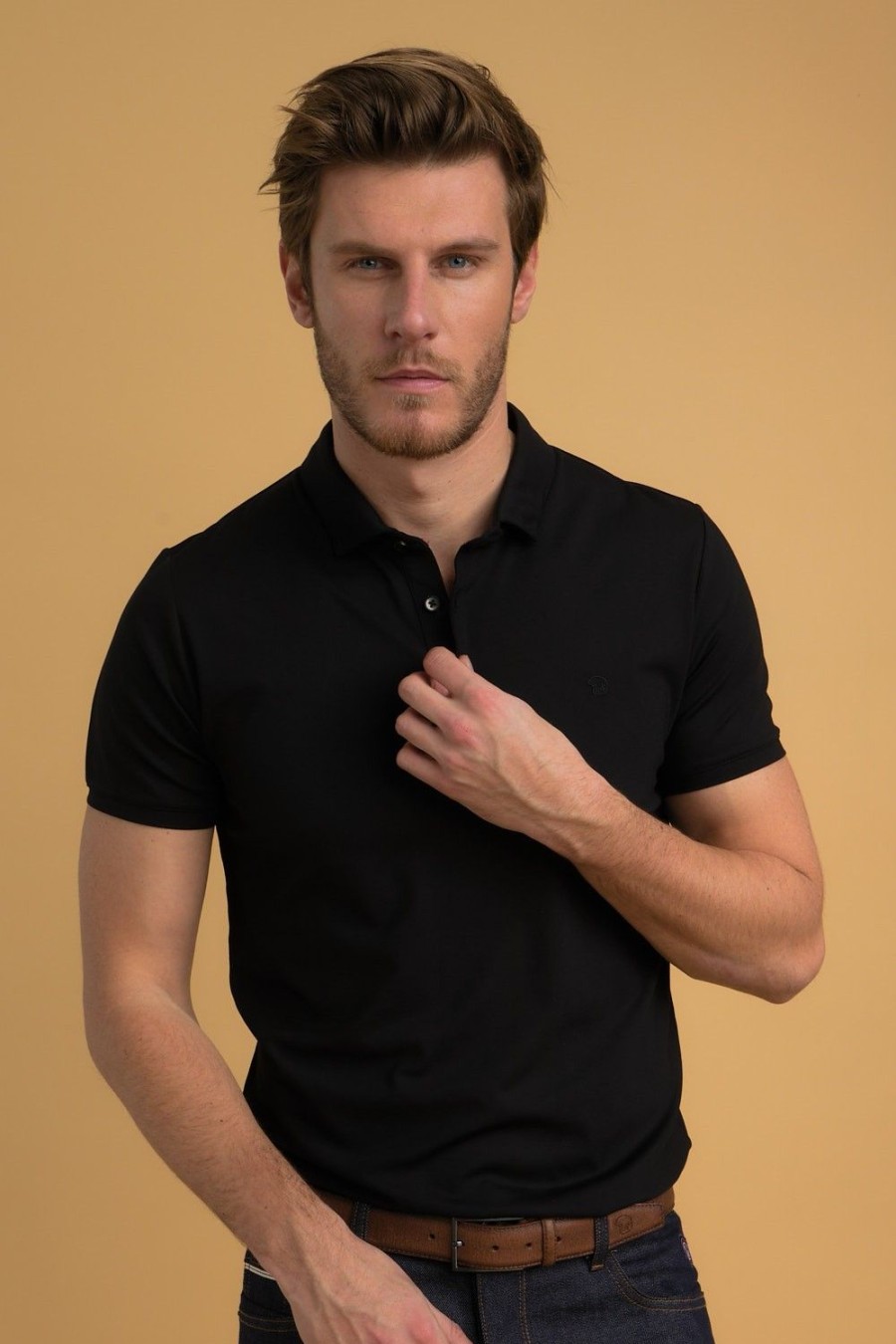 Homme Benson & Cherry Polos Pour Homme | Polo Manches Courtes En Jersey Guzeis Noir