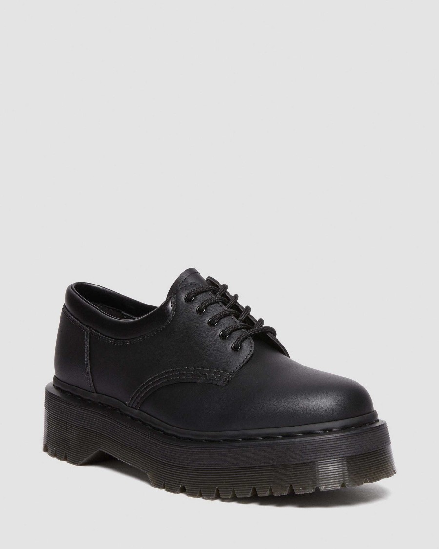 Messieurs Dr. Martens Chaussures Vegetaliennes | Chaussures Vegetaliennes En Cuir 8053 Quad Mono Noir — Felix Rub Off