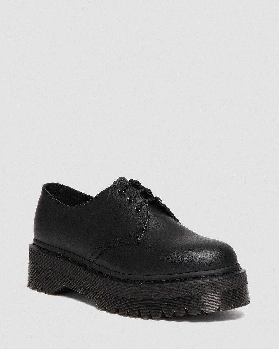 Messieurs Dr. Martens Chaussures A Lacets | 1461 Felix Quad Mono Chaussures A Plateforme Vegetaliennes Noir — Felix Rub Off