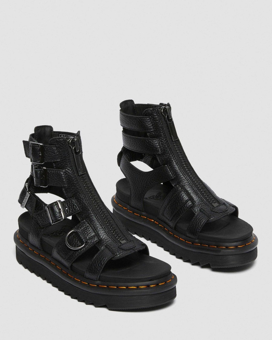 Dames Dr. Martens Sandales Gladiateur | Olson Noir — Nappa Moulu