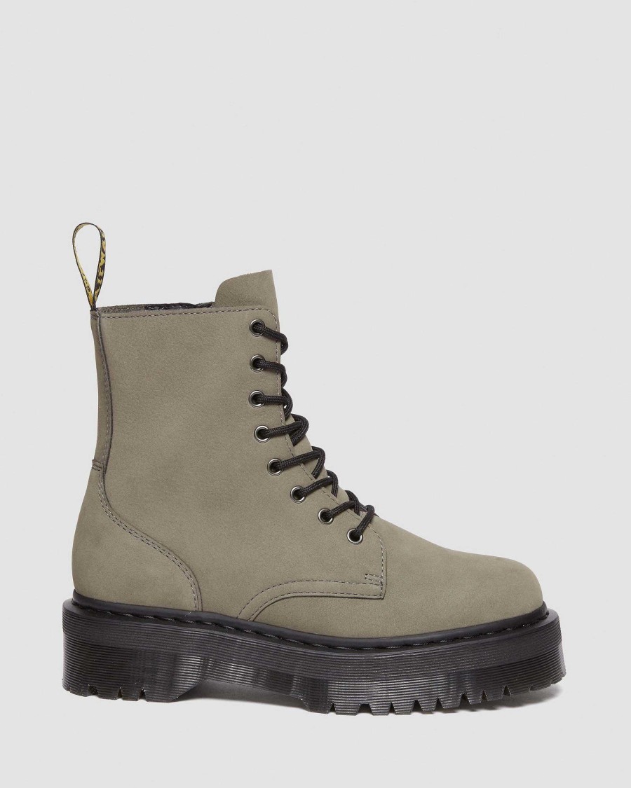 Messieurs Dr. Martens Fourmis D'Hiver | Jadon Milled Nubuck Plateforme Maihars Gris Nickel — Nubuck Fraise Wp