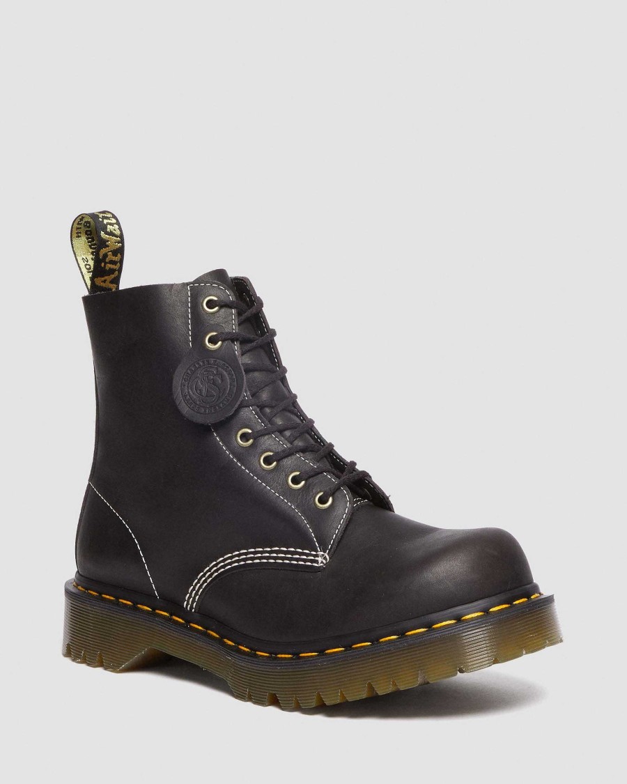 Messieurs Dr. Martens Tenias | Bottines A Lacets En Cuir 1460 Pascal Phoenix Gris Charbon