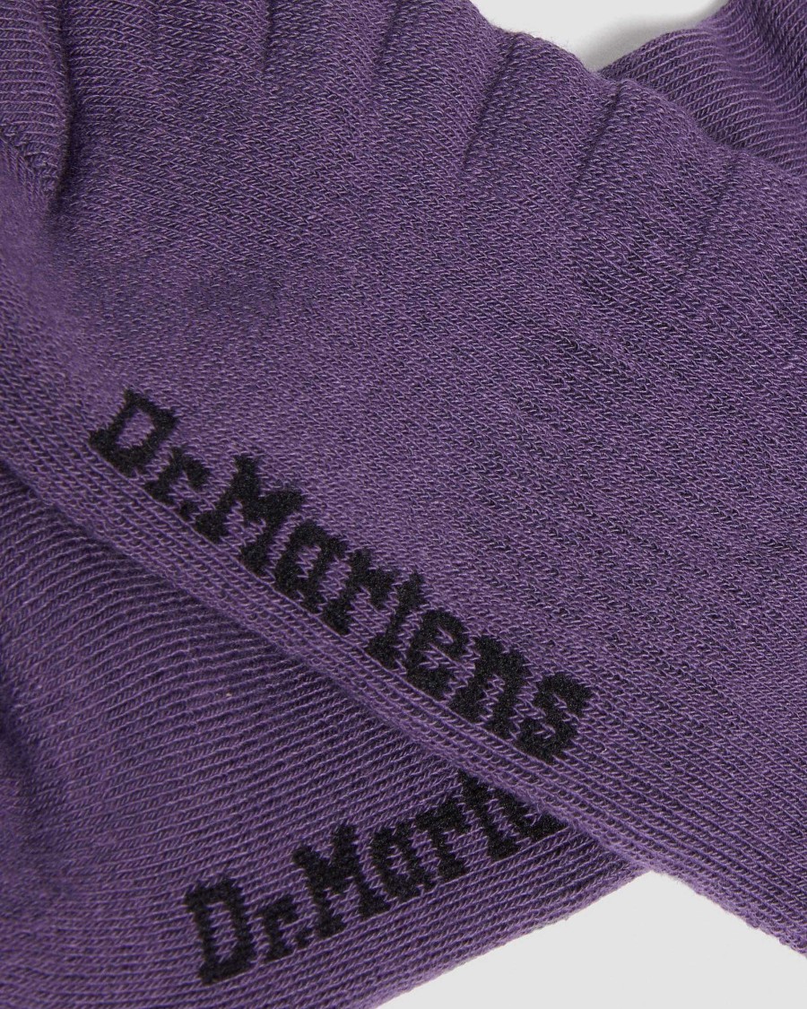 Accessoires Dr. Martens Toutes Les Chaussettes | Chaussettes En Melange Biologique Double Doc Violet Riche — Melange De Coton