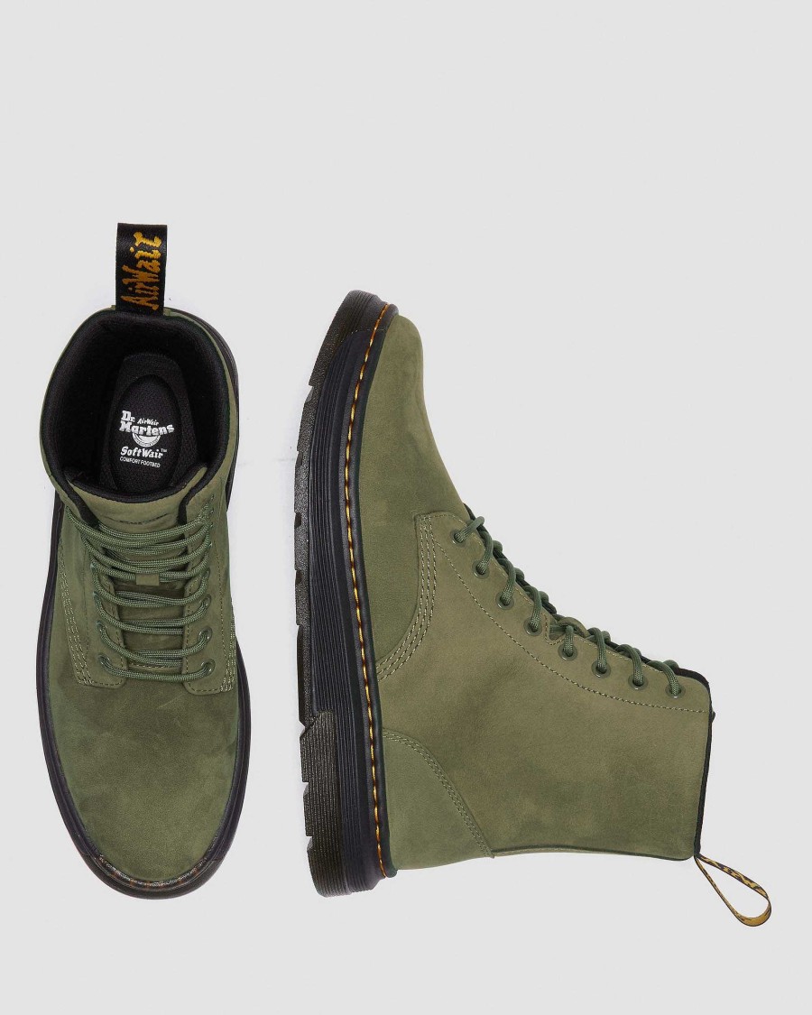 Messieurs Dr. Martens Chaussures Utilitaires | Bottines A Lacets En Cuir Crewson Dms Olive — Buffbuck