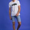 Homme Benson & Cherry T-Shirts Pour Homme | T Shirt Col V Imprime Dodge Timor Blanc