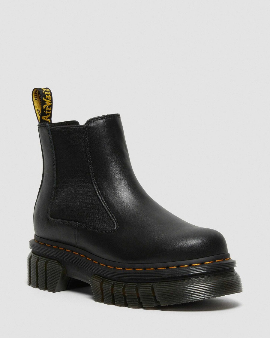 Messieurs Dr. Martens Plateformes | Bottines Chelsea A Plateforme En Cuir Nappa Lux Audrick Noir — Nappa Lux