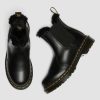 Dames Dr. Martens Bottines | Bottines Chelsea 2976 Leonore Doublees En Fausse Fourrure Gris Fonce — Atlas