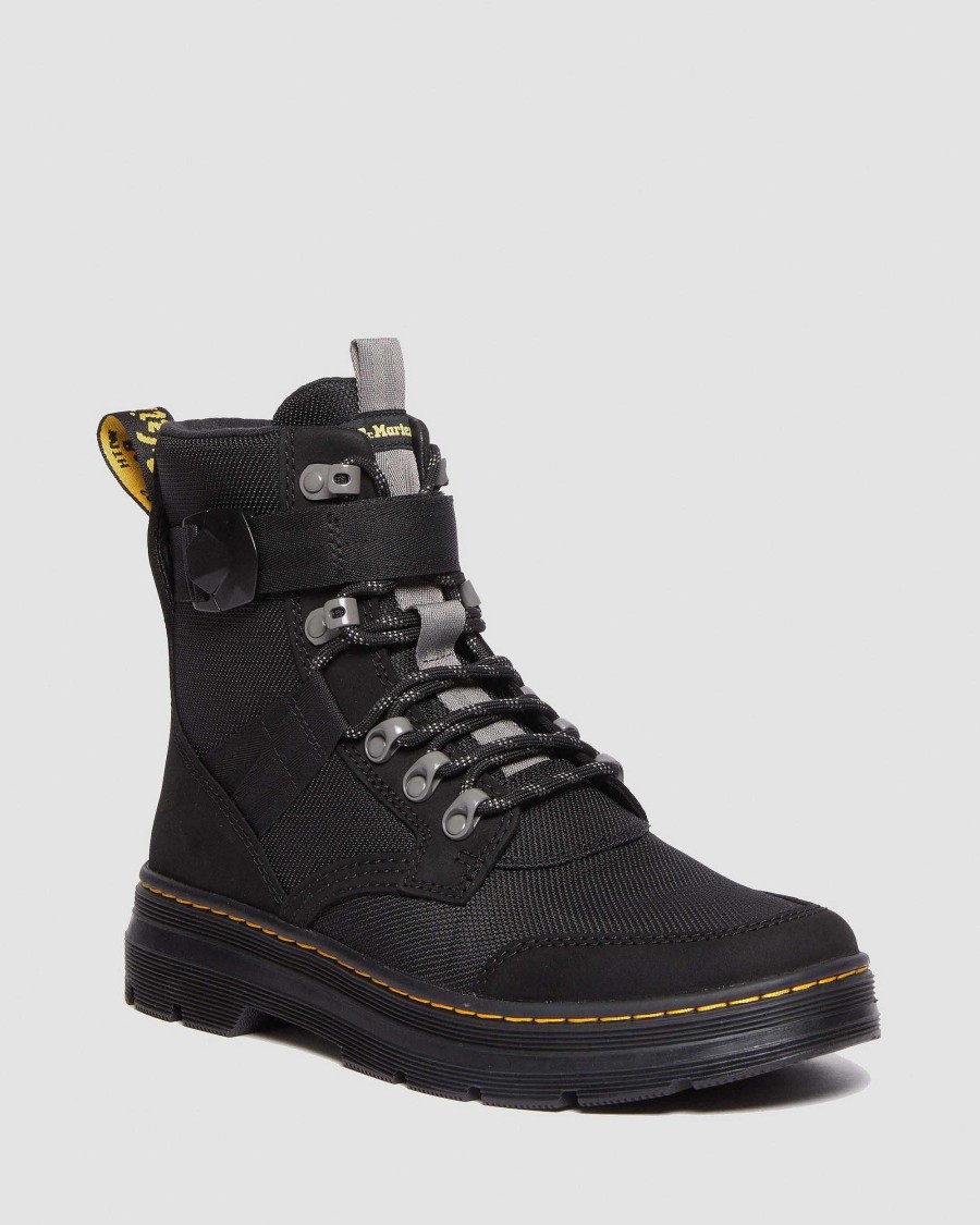 Messieurs Dr. Martens Chaussures Utilitaires | Chapeaux Utilitaires Doubles De Fourrure Combs Tech Ii Noir — Nylon Bicolore Buffbuck