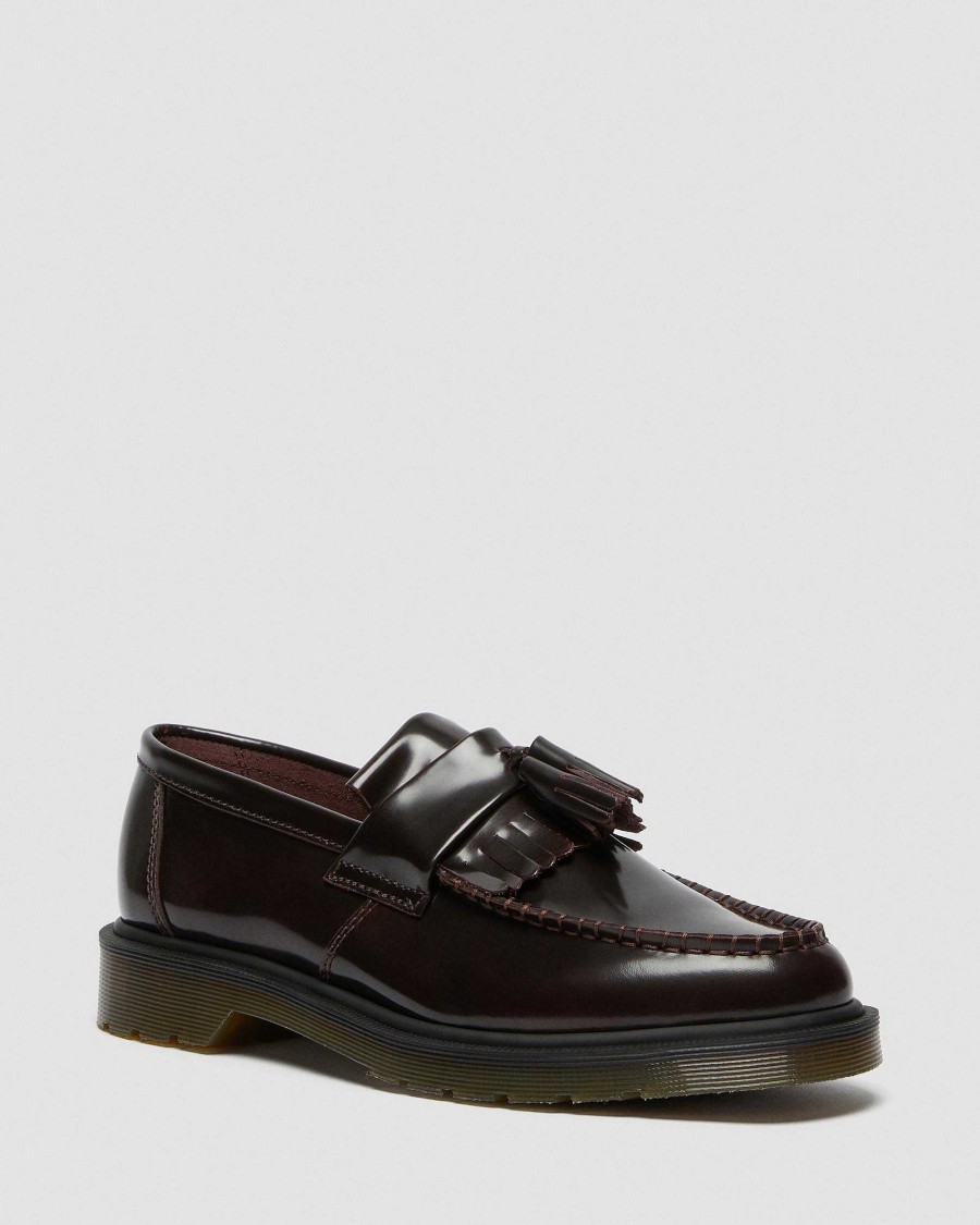 Messieurs Dr. Martens Tous Les Mocassins | Mocassins A Pampilles Adrian Arcadia En Cuir Rouge Cerise — Arcadia