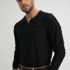 Homme Benson & Cherry T-Shirts Pour Homme | T-Shirt Manches Longues Texture Terenti Noir