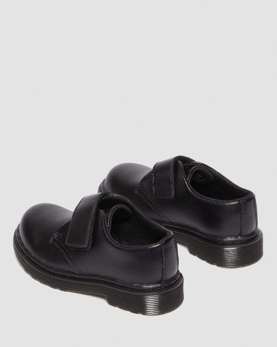 Enfants Dr. Martens Chaussures D'Ecole Pour Filles | Chaussures Oxford Kamron Avec Sangle En Cuir Et Velcro Pour Tout-Petit Noir — Lampe T