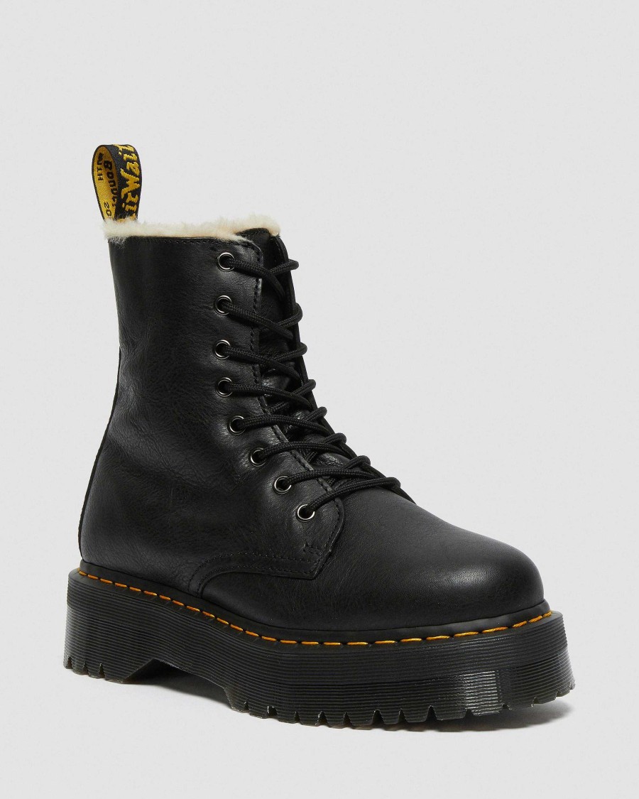 Messieurs Dr. Martens Fourmis D'Hiver | Plateforme En Cuir Doublee De Fausse Fourrure Jadon Maihars Noir — Pise