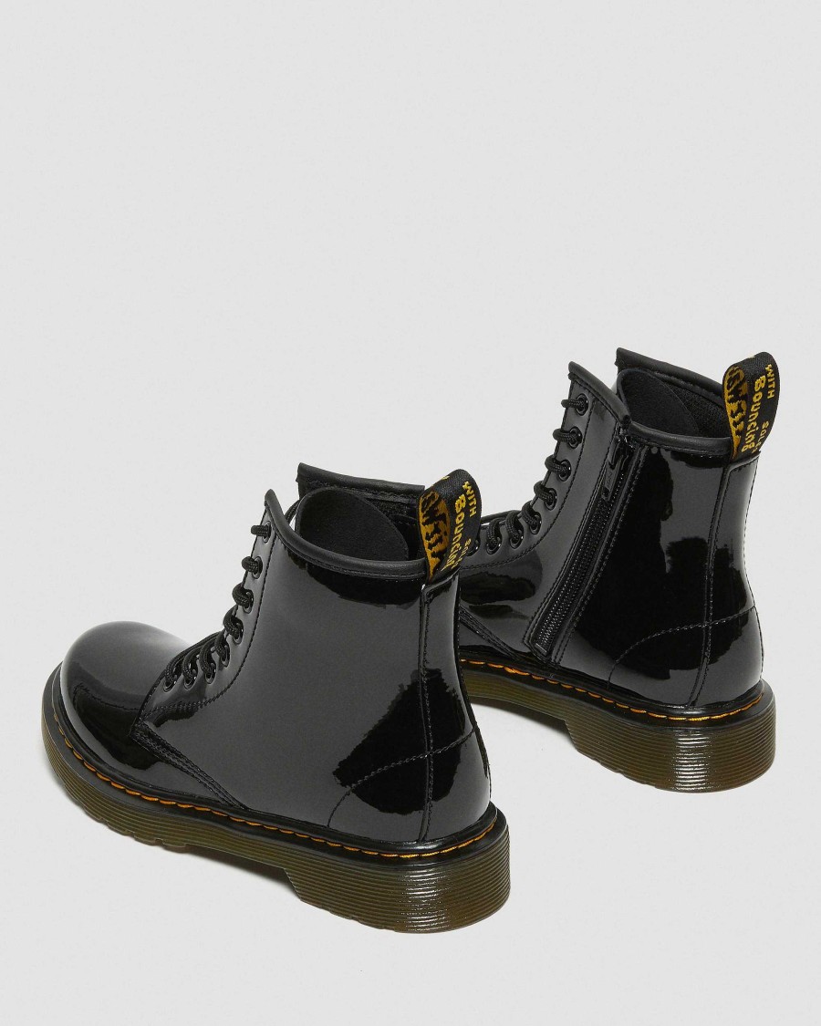 Enfants Dr. Martens Chaussures D'Ecole Pour Filles | Short A Lacets Verni 1460 Pour Enfants Noir — Lampe Brevetee