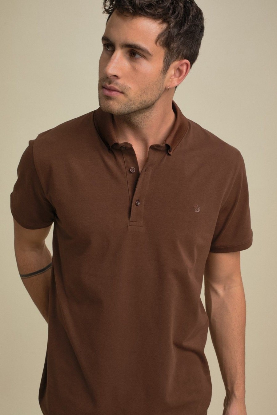 Homme Benson & Cherry Polos Pour Homme | Polo Stretch Uni Ghost Choco