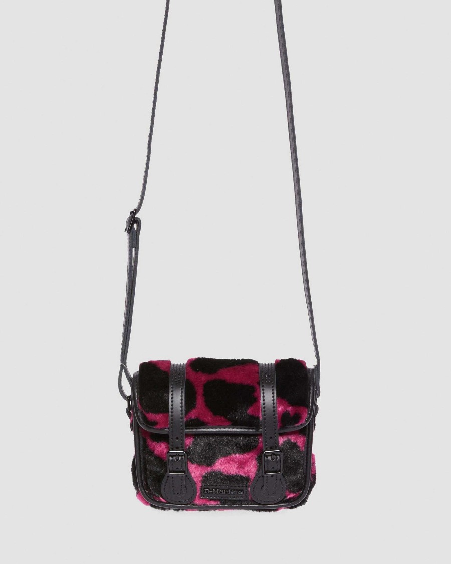 Dames Dr. Martens Mini-Sacs | Sacs A Bandouliere A Imprime De Vache A Poils De 7 Pouces Thrift Rose+Noir — Imprime Vache + Kiev