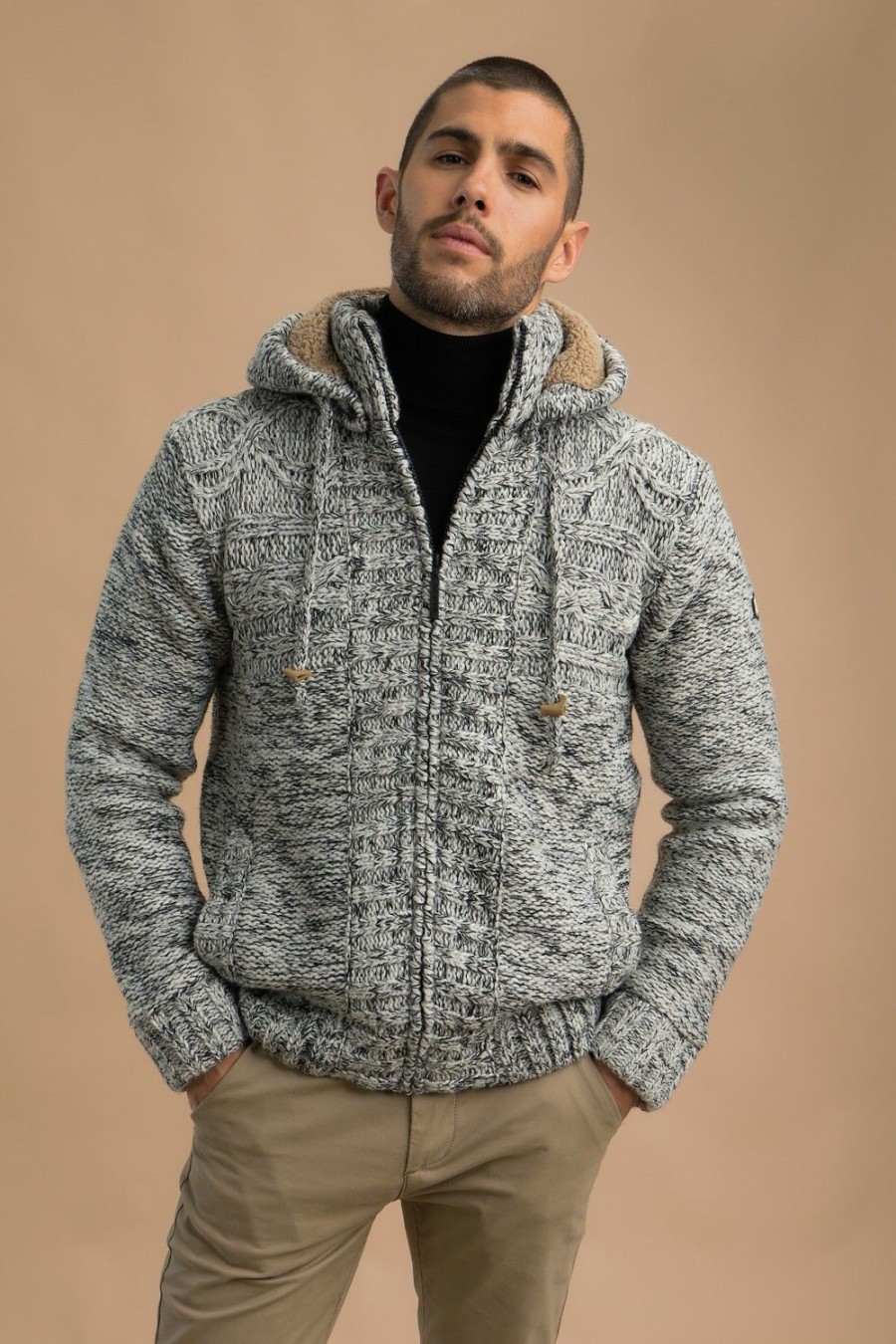 Homme Benson & Cherry Pulls Et Gilets Pour Homme | Cardigan A Capuche Amovible Falouja Blanc