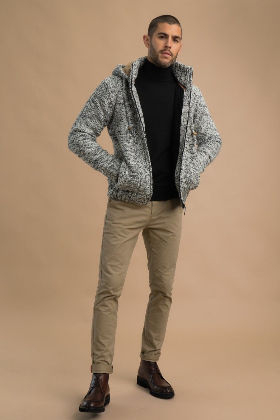 Homme Benson & Cherry Pulls Et Gilets Pour Homme | Cardigan A Capuche Amovible Falouja Blanc