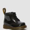 Enfants Dr. Martens Chaussures D'Ecole Pour Filles | Short A Lacets En Cuir Verni 1460 Pour Bebe Noir — Lampe Brevetee