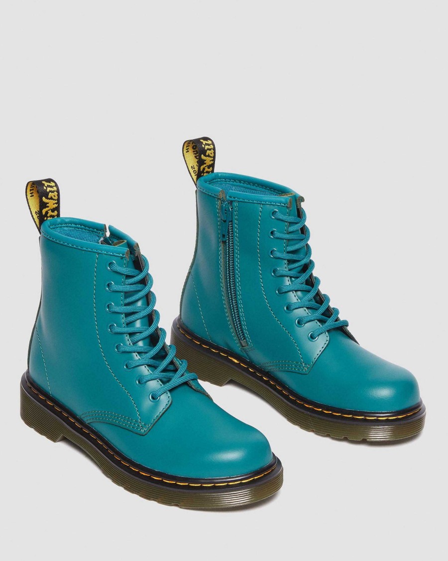 Enfants Dr. Martens Maihars Pour Enfants | Bottines En Cuir 1460 Pour Enfants Vert Sarcelle — Romario