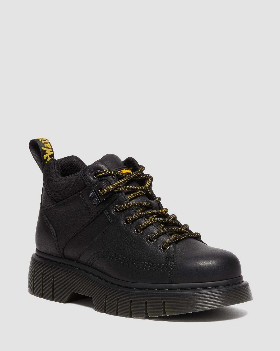 Messieurs Dr. Martens Chaussures Utilitaires | Bottines A Lacets En Cuir Woodard Noir — Grizzly