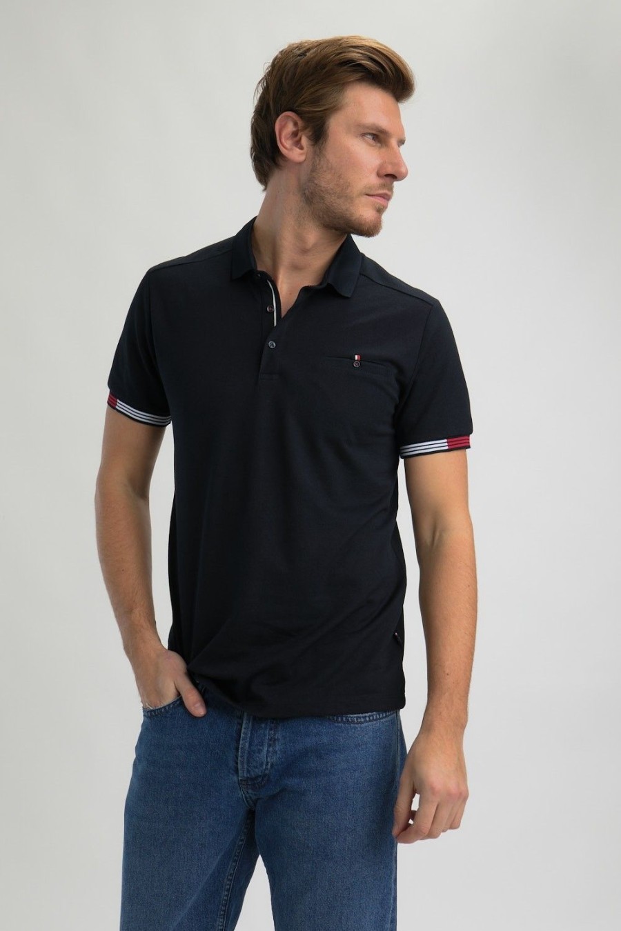 Homme Benson & Cherry Polos Pour Homme | Polo Col Rond Tricolore Ganako Marine