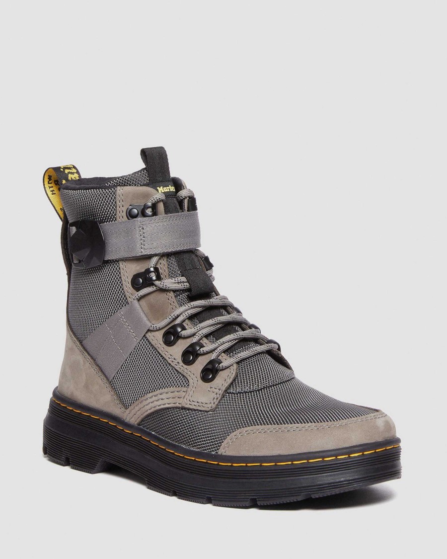 Messieurs Dr. Martens Chaussures Utilitaires | Chapeaux Utilitaires Doubles De Fourrure Combs Tech Ii Gris Nickel — Nylon Bicolore Buffbuck