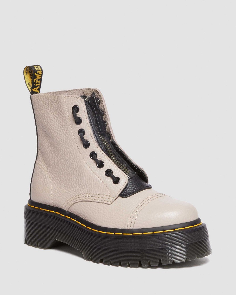 Dames Dr. Martens Tenias | Plateformes Nappa Sinclair Moulues Taupe Vintage — Nappa Moulu