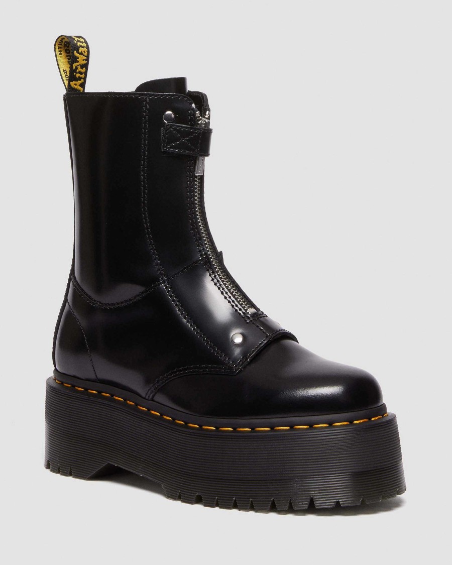 Dames Dr. Martens Plateformes | Bottes A Plateforme En Cuir Jetta Hi Max Buttero Noir — Buttero