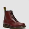 Messieurs Dr. Martens Tenias | Bottines A Lacets En Cuir Lisse 1460 Rouge Cerise — Lisse