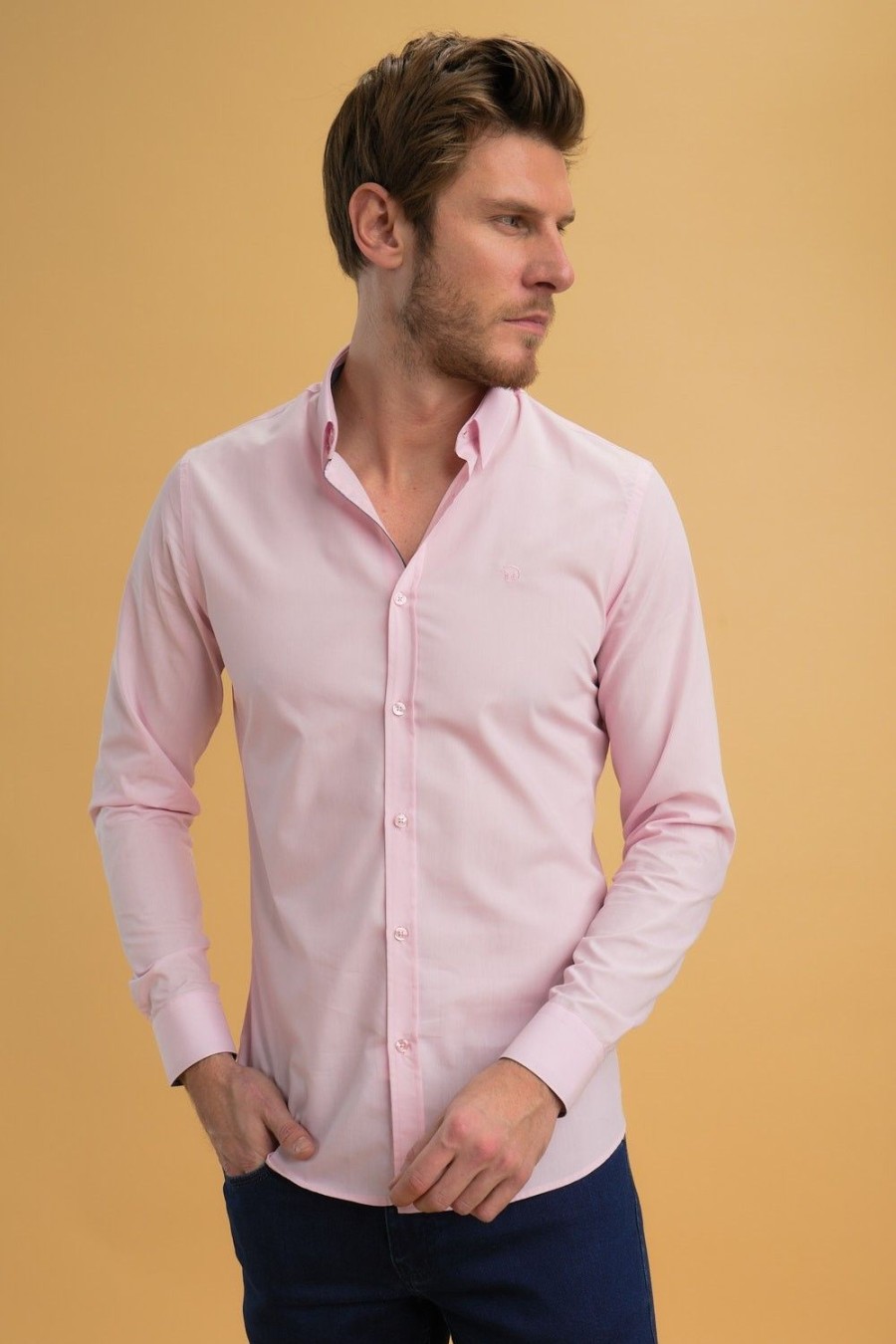 Homme Benson & Cherry Chemises Pour Homme | Chemise Classique Popeline Stretch Lupin Rose