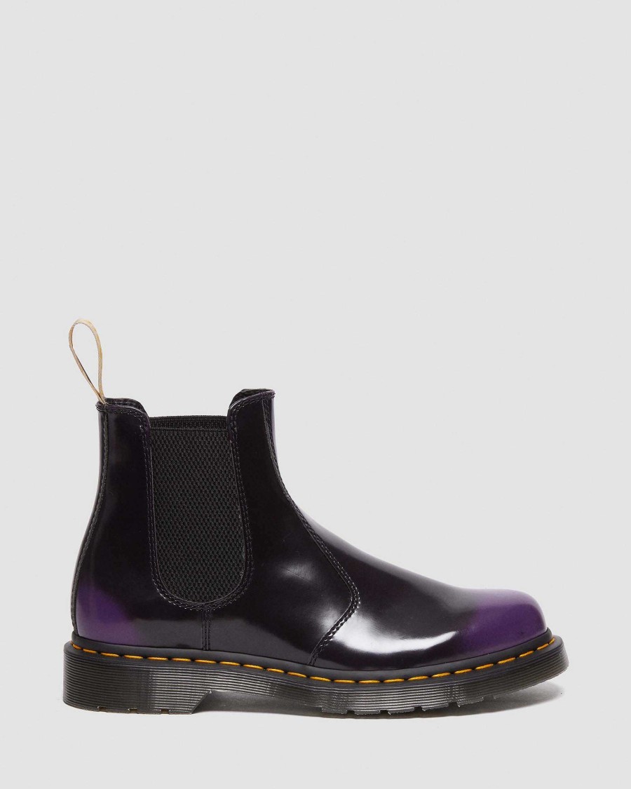 Messieurs Dr. Martens Maiharis Vegetaliens | Bottines Chelsea Veganes 2976 Brillantes Noir/Violet Riche — Oxford Rub Off