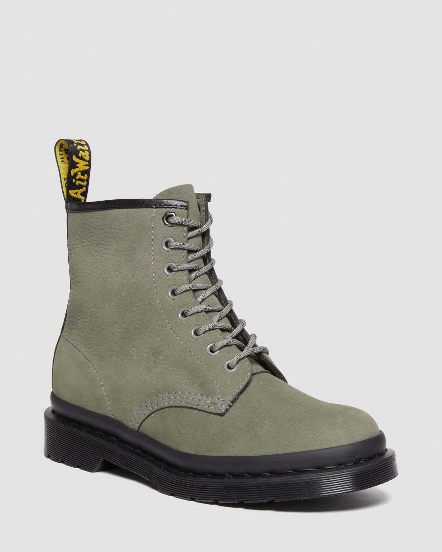 Messieurs Dr. Martens Tenias | Bottines A Lacets En Cuir Nubuck Fraise 1460 Gris Nickel — Nubuck Fraise Wp