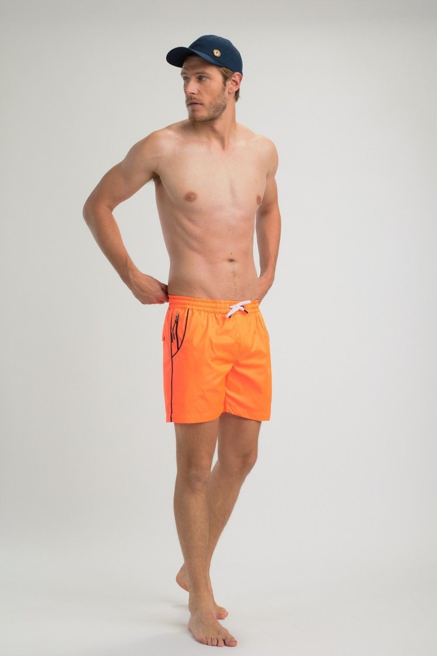 Homme Benson & Cherry Les Bas | Short De Bain Classique Uni Avec Cordon De Serrage Pacofluo Orange