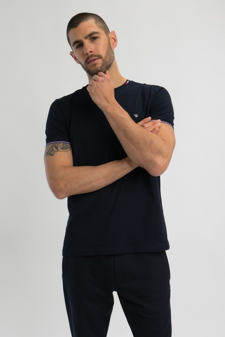 Homme Benson & Cherry T-Shirts Pour Homme | Tee-Shirt Aux Details Tricolores Tierney Marine