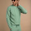 Homme Benson & Cherry Vestes Et Sweaterie Pour Homme | Sweat Basique En Molleton Technique Stone Vert-Deau