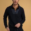 Homme Benson & Cherry Vestes Et Sweaterie Pour Homme | Sweat Bi-Matiere Strakel Marine