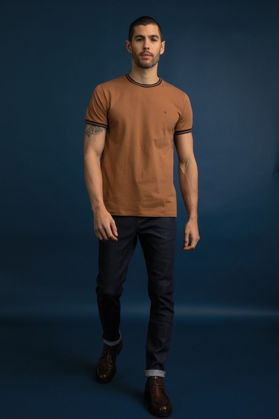 Homme Benson & Cherry T-Shirts Pour Homme | T-Shirt En Jersey Stretch Tutin Camel