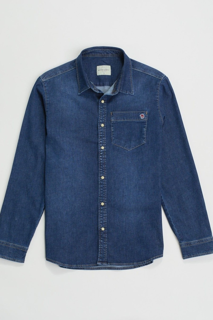 Homme Benson & Cherry Chemises Pour Homme | Chemise Manches Longues En Jean Lajeans Bleu-Clair