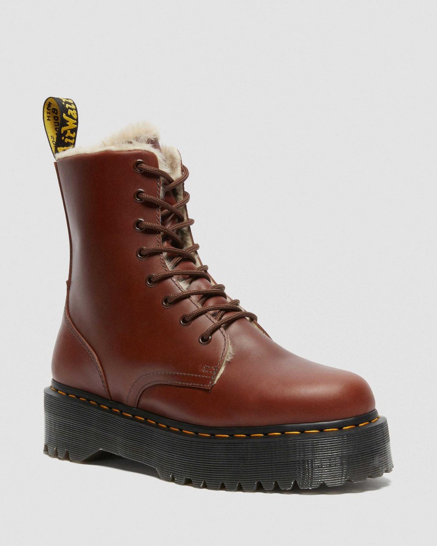 Messieurs Dr. Martens Maihars Bruns | Plateformes Jadon Doublees De Fausse Fourrure Marron — Abruzzes Wp