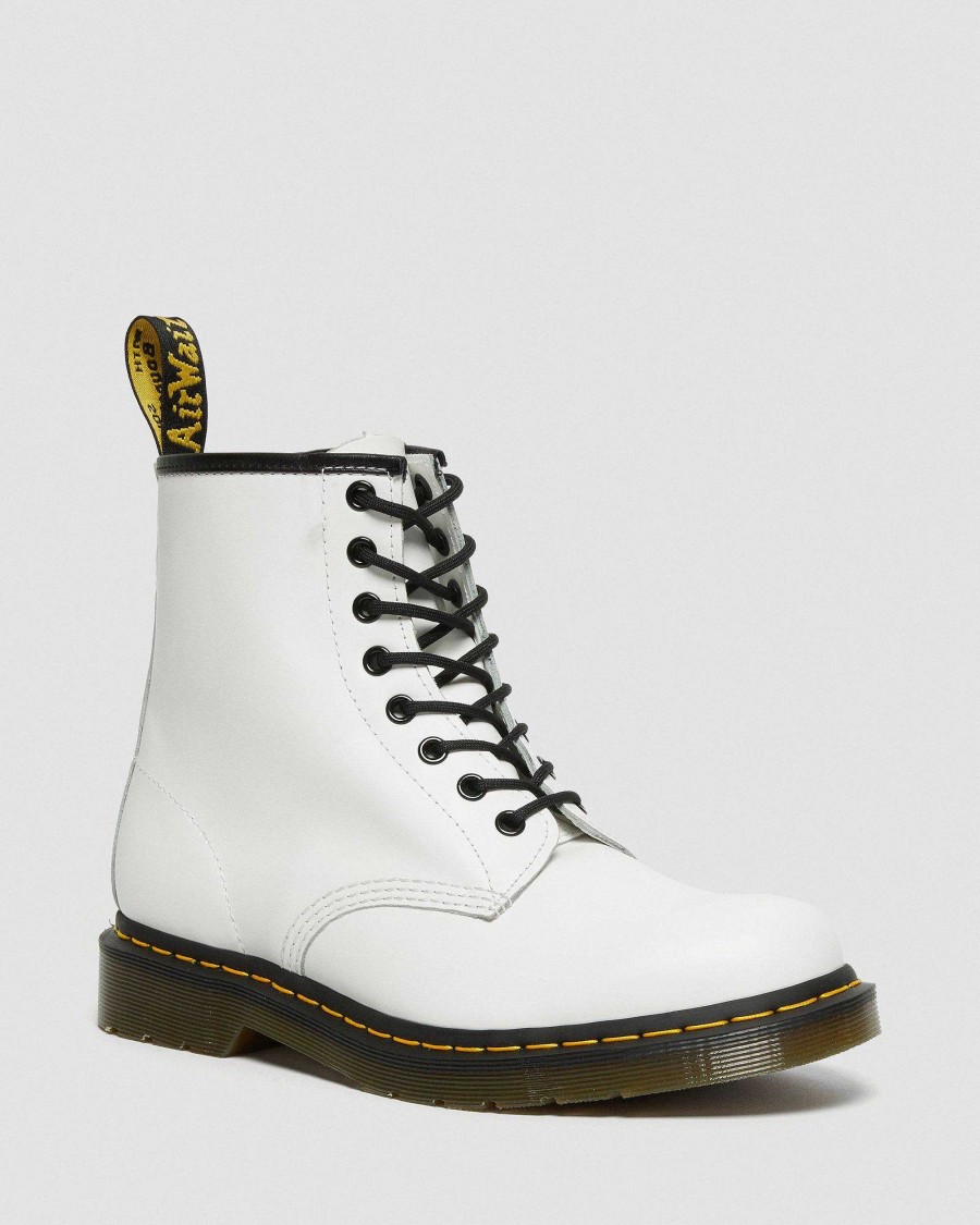 Messieurs Dr. Martens Tenias | Bottines A Lacets En Cuir Lisse 1460 Blanc — Lisse