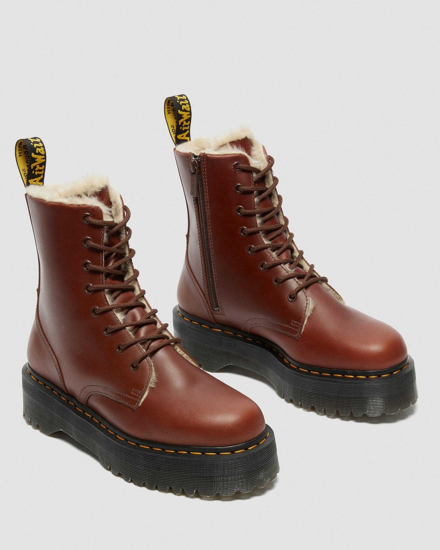 Messieurs Dr. Martens Maihars Bruns | Plateformes Jadon Doublees De Fausse Fourrure Marron — Abruzzes Wp