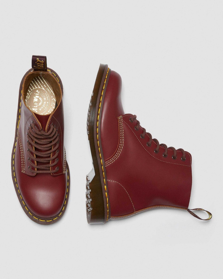 Messieurs Dr. Martens Fabrique En Angleterre Maihars | Bottines En Cuir Vintage 1460 Quilon Rouge — Quilon