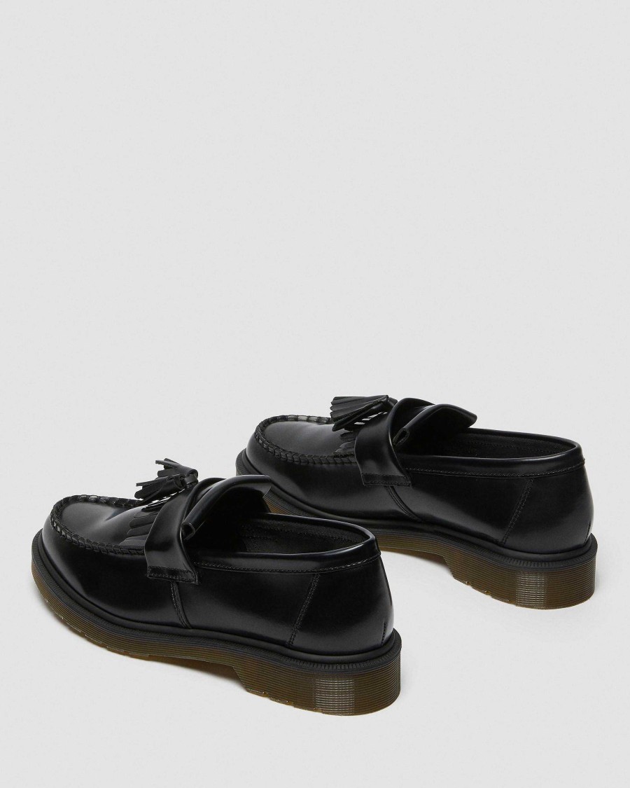 Messieurs Dr. Martens Tous Les Mocassins | Mocassins A Pampilles En Cuir Lisse Adrian Noir — Poli Lisse