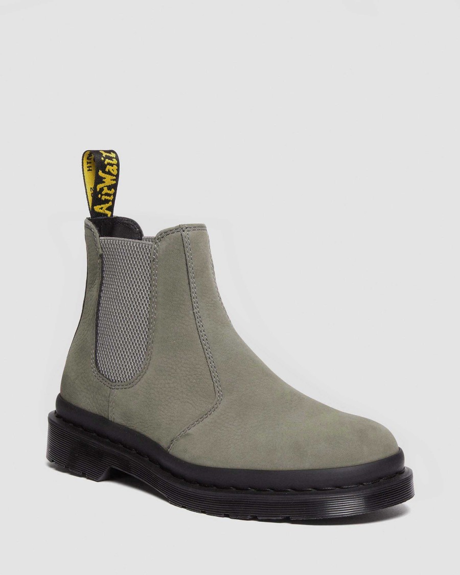 Messieurs Dr. Martens Fourmis D'Hiver | Bottines Chelsea En Nubuck Fraise 2976 Gris Nickel — Nubuck Fraise Wp