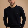 Homme Benson & Cherry Pulls Et Gilets Pour Homme | Pull Col Rond Uni Famoso Marine