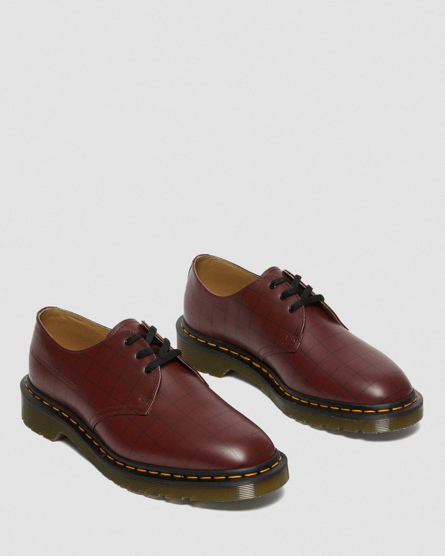 Messieurs Dr. Martens Chaussures A Lacets | 1461 Undercover Chaussures En Cuir Lisse Rouge Cerise — Lisse